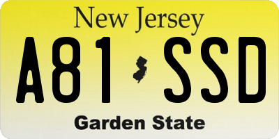 NJ license plate A81SSD