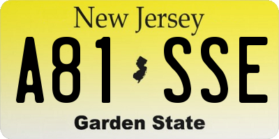 NJ license plate A81SSE