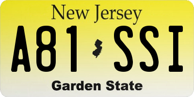 NJ license plate A81SSI