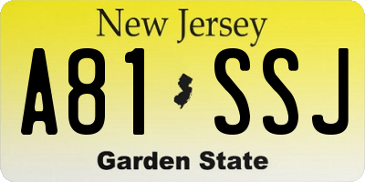 NJ license plate A81SSJ