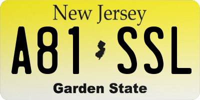 NJ license plate A81SSL