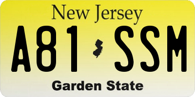 NJ license plate A81SSM