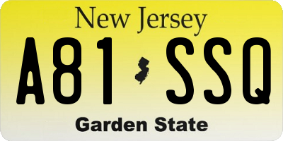 NJ license plate A81SSQ