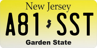 NJ license plate A81SST