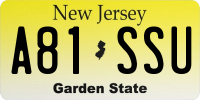 NJ license plate A81SSU