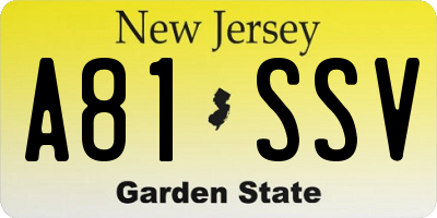 NJ license plate A81SSV
