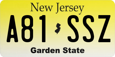 NJ license plate A81SSZ