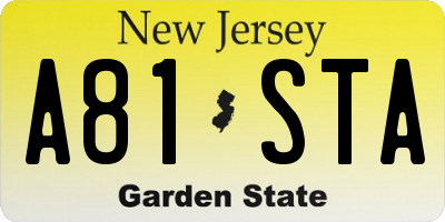 NJ license plate A81STA