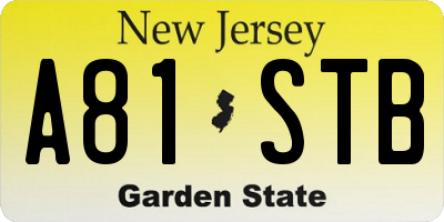 NJ license plate A81STB