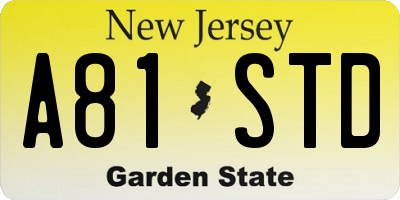 NJ license plate A81STD