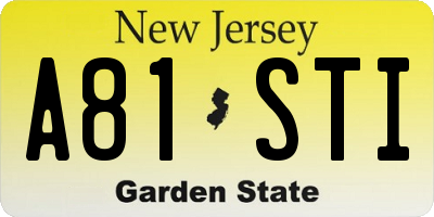 NJ license plate A81STI