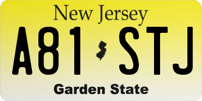 NJ license plate A81STJ