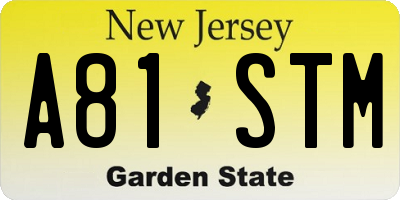 NJ license plate A81STM