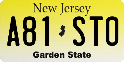 NJ license plate A81STO