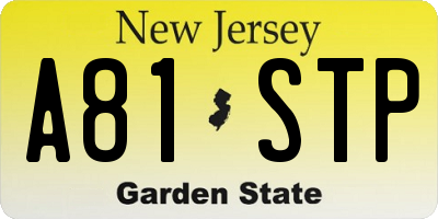NJ license plate A81STP