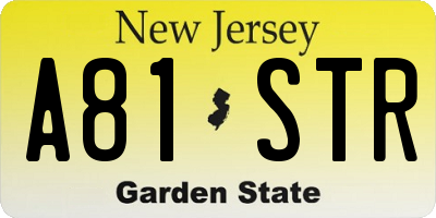 NJ license plate A81STR