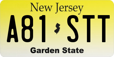 NJ license plate A81STT