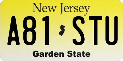 NJ license plate A81STU