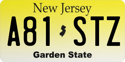 NJ license plate A81STZ