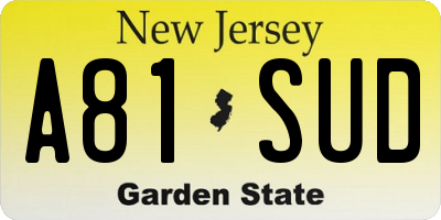 NJ license plate A81SUD