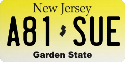 NJ license plate A81SUE