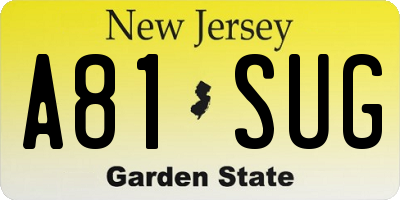 NJ license plate A81SUG