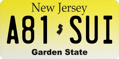 NJ license plate A81SUI
