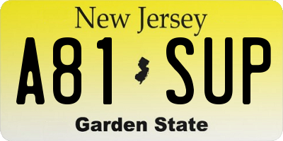 NJ license plate A81SUP