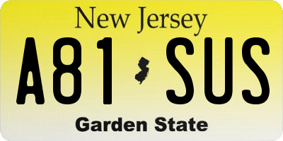NJ license plate A81SUS