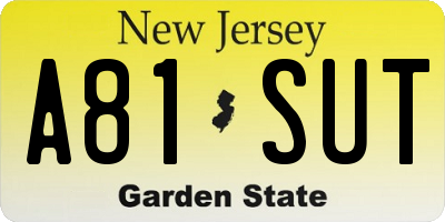 NJ license plate A81SUT