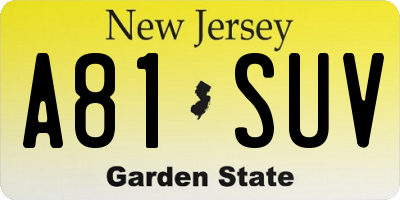 NJ license plate A81SUV