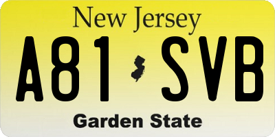 NJ license plate A81SVB