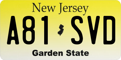 NJ license plate A81SVD