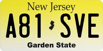 NJ license plate A81SVE