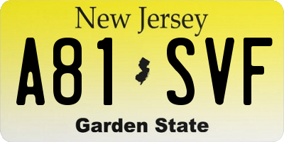 NJ license plate A81SVF