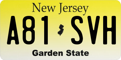 NJ license plate A81SVH