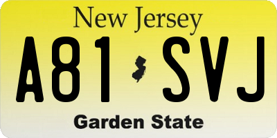 NJ license plate A81SVJ