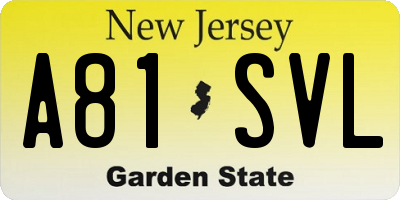NJ license plate A81SVL
