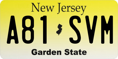 NJ license plate A81SVM