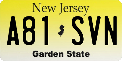 NJ license plate A81SVN