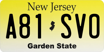 NJ license plate A81SVO