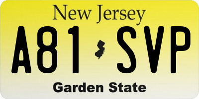 NJ license plate A81SVP