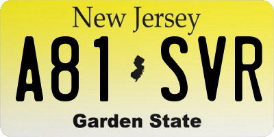 NJ license plate A81SVR