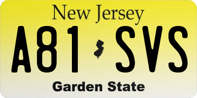 NJ license plate A81SVS