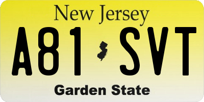 NJ license plate A81SVT
