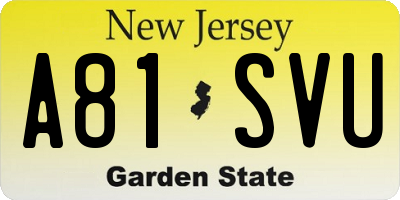 NJ license plate A81SVU