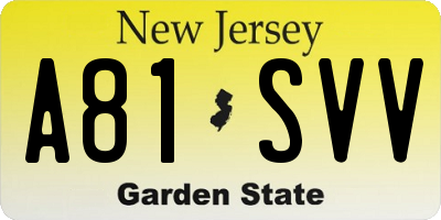 NJ license plate A81SVV