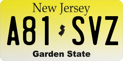 NJ license plate A81SVZ