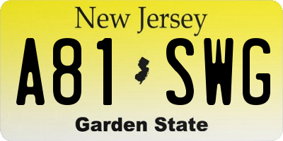 NJ license plate A81SWG