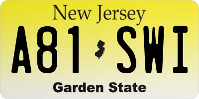 NJ license plate A81SWI